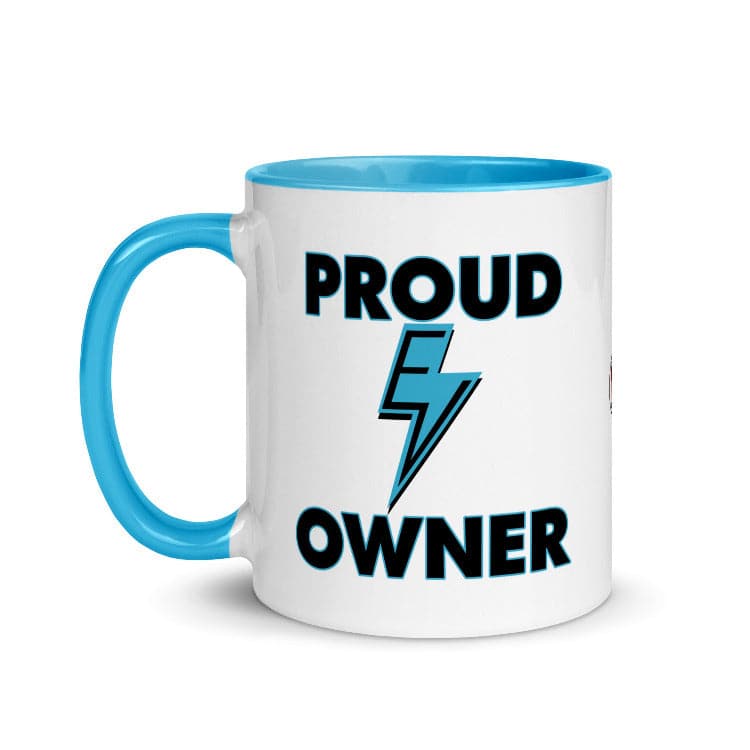 Proud EV Owner Mug with Blue Color Inside And On Handle- Electric Vehicle Mug - Electric Car Mug - by https://ascensionemporium.net